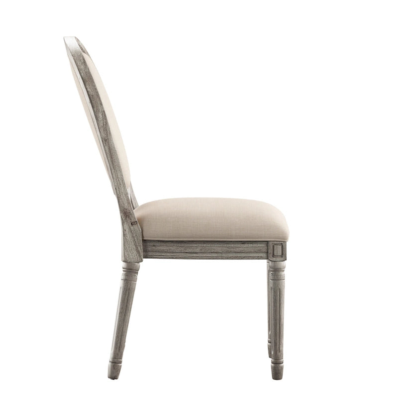 Lot de 2 chaises de salle à manger rondes en lin et bois, style bohème naturel, chaise de salle à manger