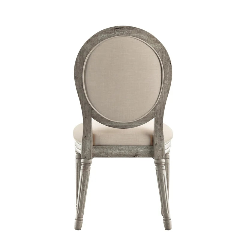 Lot de 2 chaises de salle à manger rondes en lin et bois, style bohème naturel, chaise de salle à manger