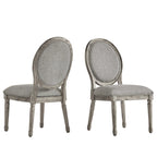 Lot de 2 chaises de salle à manger rondes en lin et bois, style bohème naturel, chaise de salle à manger