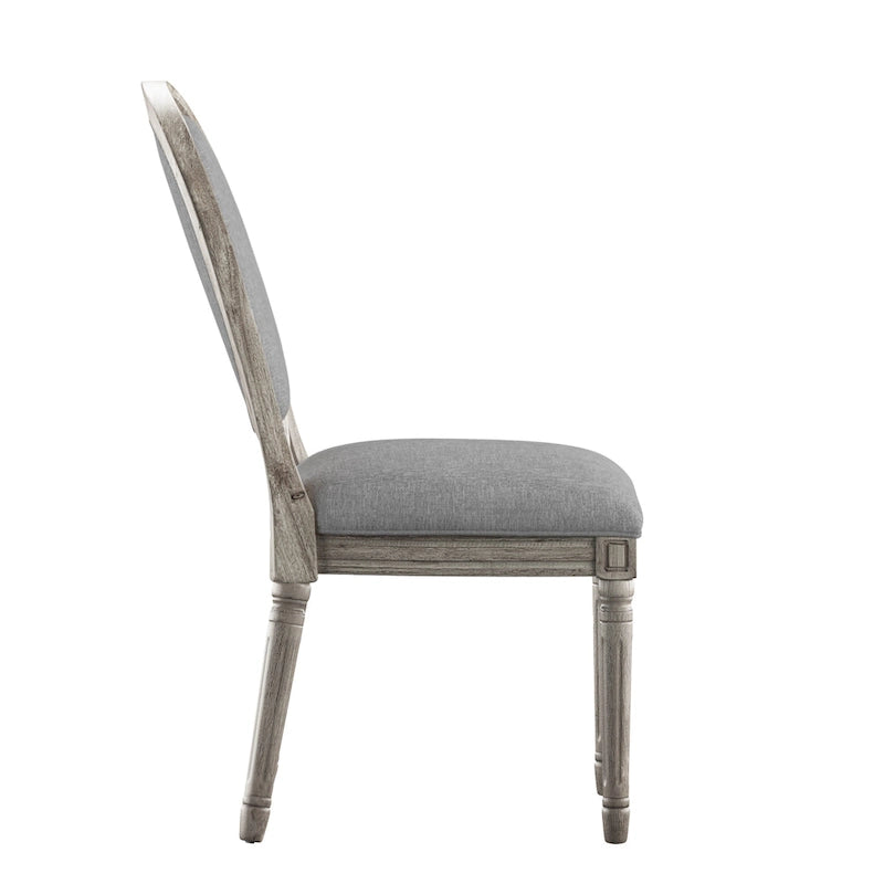 Lot de 2 chaises de salle à manger rondes en lin et bois, style bohème naturel, chaise de salle à manger