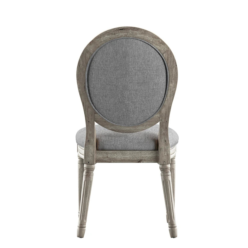 Lot de 2 chaises de salle à manger rondes en lin et bois, style bohème naturel, chaise de salle à manger