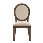 Lot de 2 chaises de salle à manger rondes en lin et bois, style bohème naturel, chaise de salle à manger