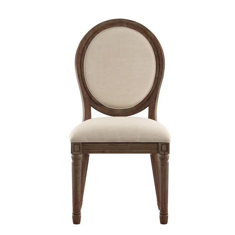 Lot de 2 chaises de salle à manger rondes en lin et bois, style bohème naturel, chaise de salle à manger