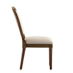Lot de 2 chaises de salle à manger rondes en lin et bois, style bohème naturel, chaise de salle à manger
