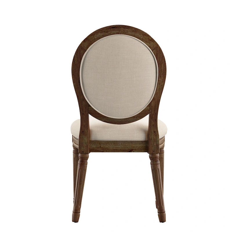 Lot de 2 chaises de salle à manger rondes en lin et bois, style bohème naturel, chaise de salle à manger