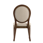 Lot de 2 chaises de salle à manger rondes en lin et bois, style bohème naturel, chaise de salle à manger