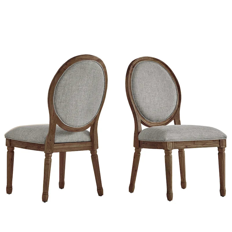 Lot de 2 chaises de salle à manger rondes en lin et bois, style bohème naturel, chaise de salle à manger