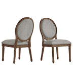 Lot de 2 chaises de salle à manger rondes en lin et bois, style bohème naturel, chaise de salle à manger