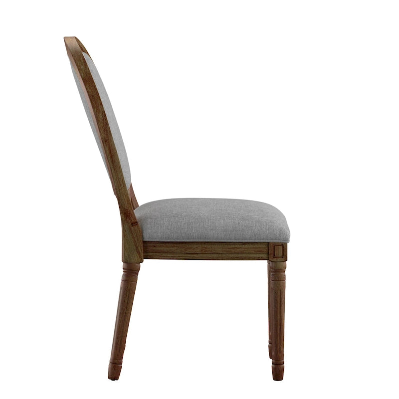 Lot de 2 chaises de salle à manger rondes en lin et bois, style bohème naturel, chaise de salle à manger