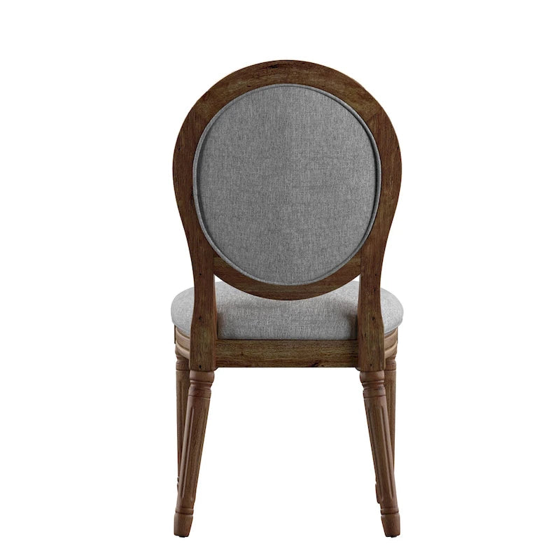 Lot de 2 chaises de salle à manger rondes en lin et bois, style bohème naturel, chaise de salle à manger