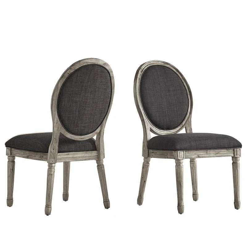 Lot de 2 chaises de salle à manger rondes en lin et bois, style bohème naturel, chaise de salle à manger