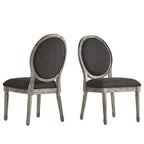 Lot de 2 chaises de salle à manger rondes en lin et bois, style bohème naturel, chaise de salle à manger