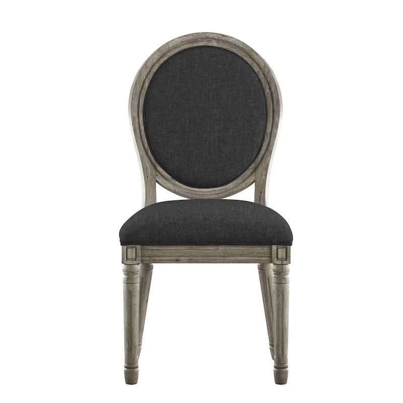 Lot de 2 chaises de salle à manger rondes en lin et bois, style bohème naturel, chaise de salle à manger