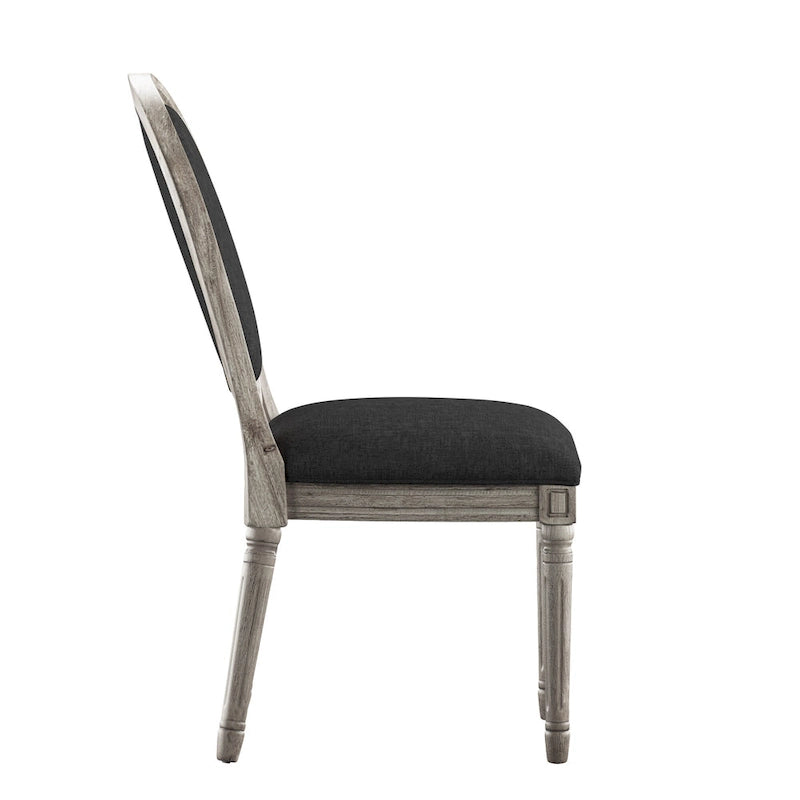Lot de 2 chaises de salle à manger rondes en lin et bois, style bohème naturel, chaise de salle à manger