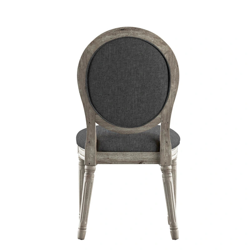Lot de 2 chaises de salle à manger rondes en lin et bois, style bohème naturel, chaise de salle à manger