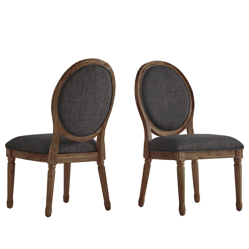 Lot de 2 chaises de salle à manger rondes en lin et bois, style bohème naturel, chaise de salle à manger
