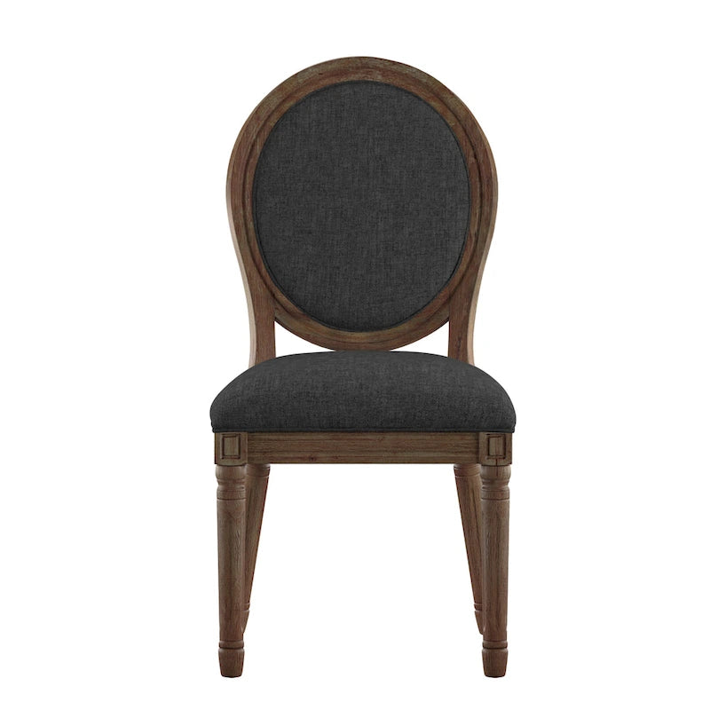 Lot de 2 chaises de salle à manger rondes en lin et bois, style bohème naturel, chaise de salle à manger