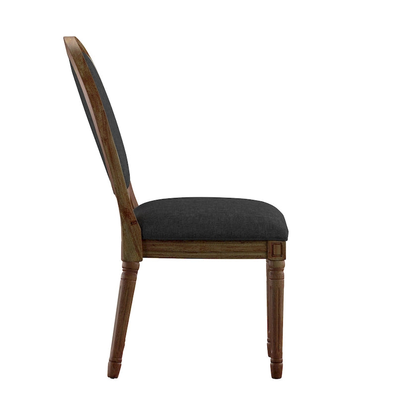 Lot de 2 chaises de salle à manger rondes en lin et bois, style bohème naturel, chaise de salle à manger