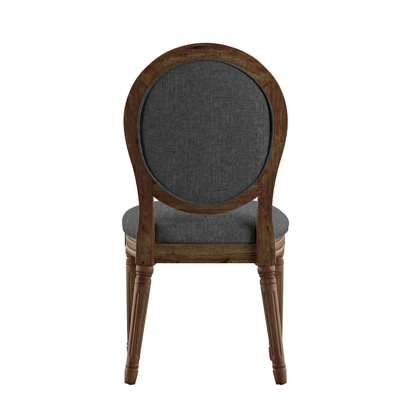 Lot de 2 chaises de salle à manger rondes en lin et bois, style bohème naturel, chaise de salle à manger