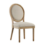 Lot de 2 chaises de salle à manger rondes en lin et bois, style bohème naturel, chaise de salle à manger