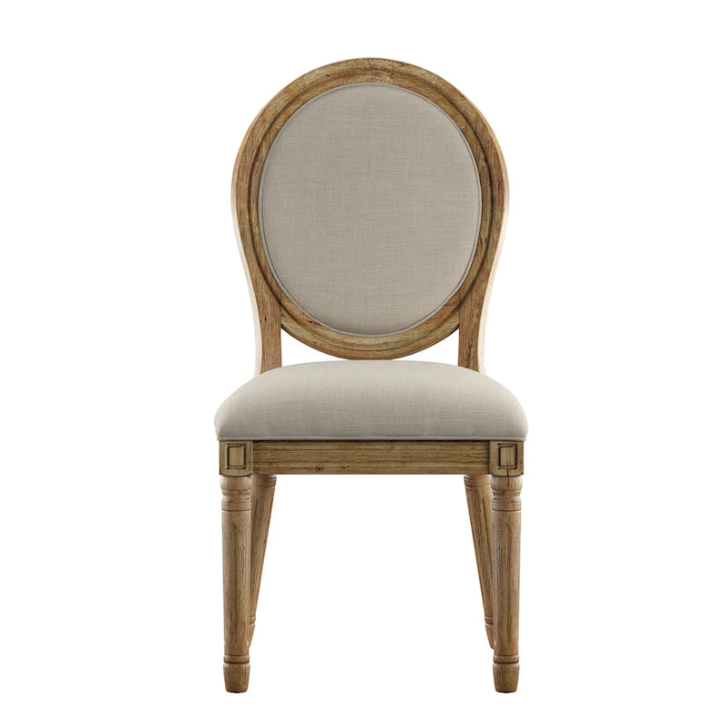Lot de 2 chaises de salle à manger rondes en lin et bois, style bohème naturel, chaise de salle à manger