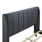 Lit plateforme rembourré grand format en velours