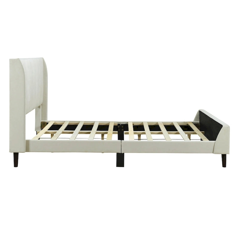 Lit plateforme rembourré grand format en velours
