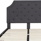 Lit plateforme capitonné à tête de lit arquée