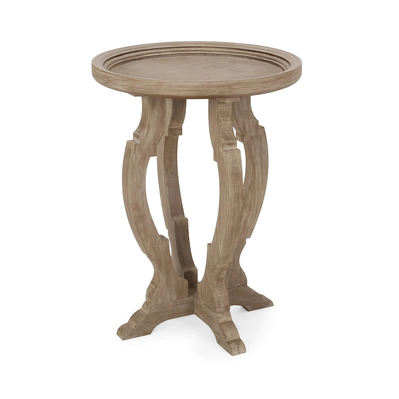 Table d'appoint ronde de style campagnard français, en bois et métal, style vintage pour salon