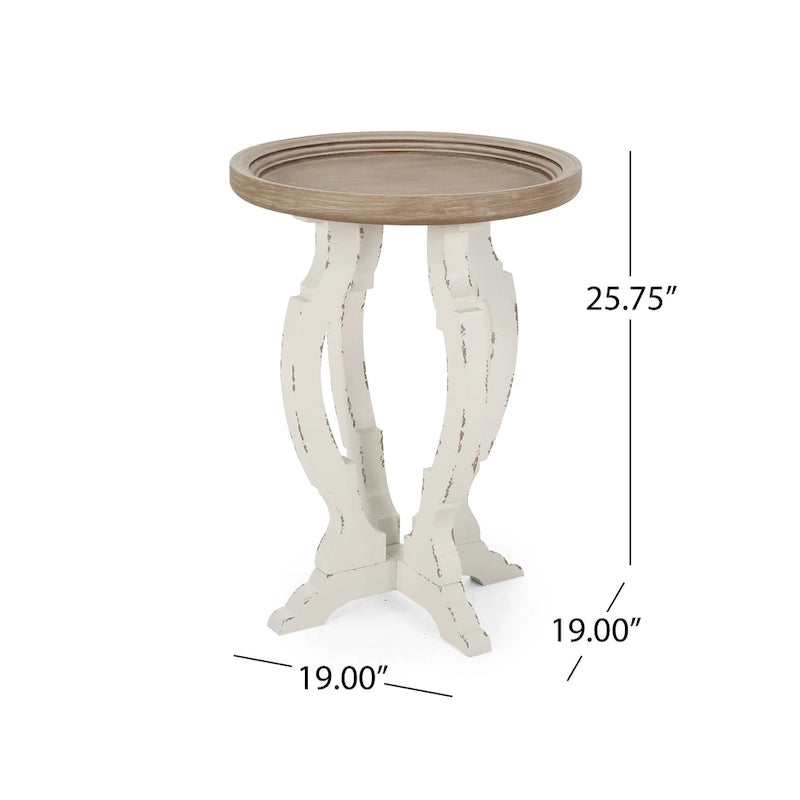 Table d'appoint ronde de style campagnard français, en bois et métal, style vintage pour salon