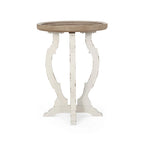 Table d'appoint ronde de style campagnard français, en bois et métal, style vintage pour salon