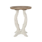 Table d'appoint ronde de style campagnard français, en bois et métal, style vintage pour salon