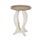 Table d'appoint ronde de style campagnard français, en bois et métal, style vintage pour salon