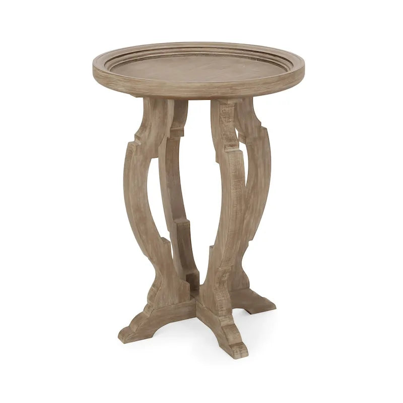 Table d'appoint ronde de style campagnard français, en bois et métal, style vintage pour salon