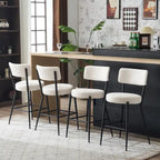 Lot de 2/Lot de 4 Tabourets de Bar Modernes Rembourrés en Tissu Teddy avec Piètement Métallique