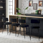 Lot de 2/Lot de 4 Tabourets de Bar Modernes Rembourrés en Tissu Teddy avec Piètement Métallique