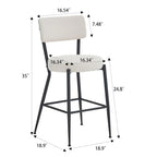Lot de 2/Lot de 4 Tabourets de Bar Modernes Rembourrés en Tissu Teddy avec Piètement Métallique