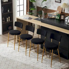 Lot de 2/Lot de 4 Tabourets de Bar Modernes Rembourrés en Tissu Teddy avec Piètement Métallique