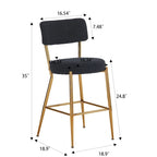 Lot de 2/Lot de 4 Tabourets de Bar Modernes Rembourrés en Tissu Teddy avec Piètement Métallique