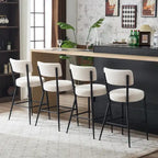 Lot de 2/Lot de 4 Tabourets de Bar Modernes Rembourrés en Tissu Teddy avec Piètement Métallique