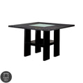 Table de salle à manger carrée lumineuse en bois, hauteur comptoir, 137 cm, base LED, style bar moderne
