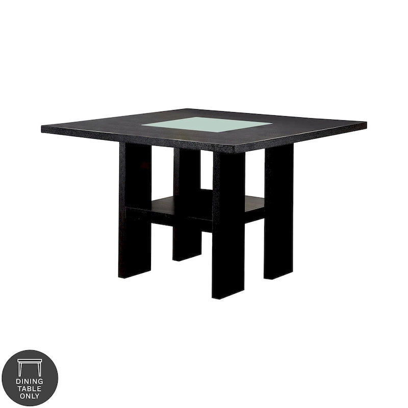 Table de salle à manger carrée lumineuse en bois, hauteur comptoir, 137 cm, base LED, style bar moderne