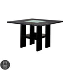 Table de salle à manger carrée lumineuse en bois, hauteur comptoir, 137 cm, base LED, style bar moderne