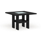 Table de salle à manger carrée lumineuse en bois, hauteur comptoir, 137 cm, base LED, style bar moderne