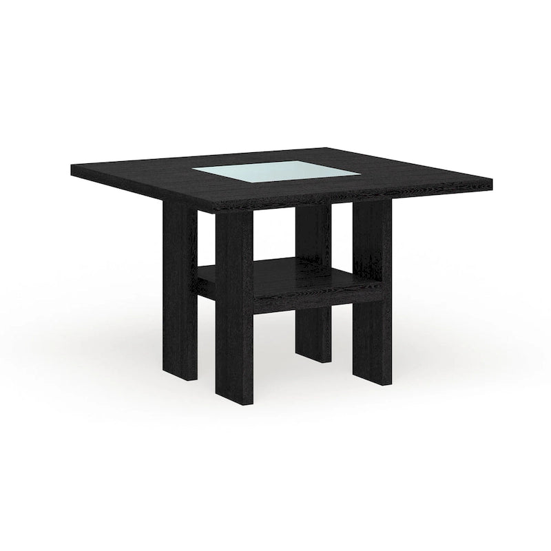 Table de salle à manger carrée lumineuse en bois, hauteur comptoir, 137 cm, base LED, style bar moderne