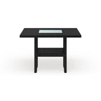 Table de salle à manger carrée lumineuse en bois, hauteur comptoir, 137 cm, base LED, style bar moderne