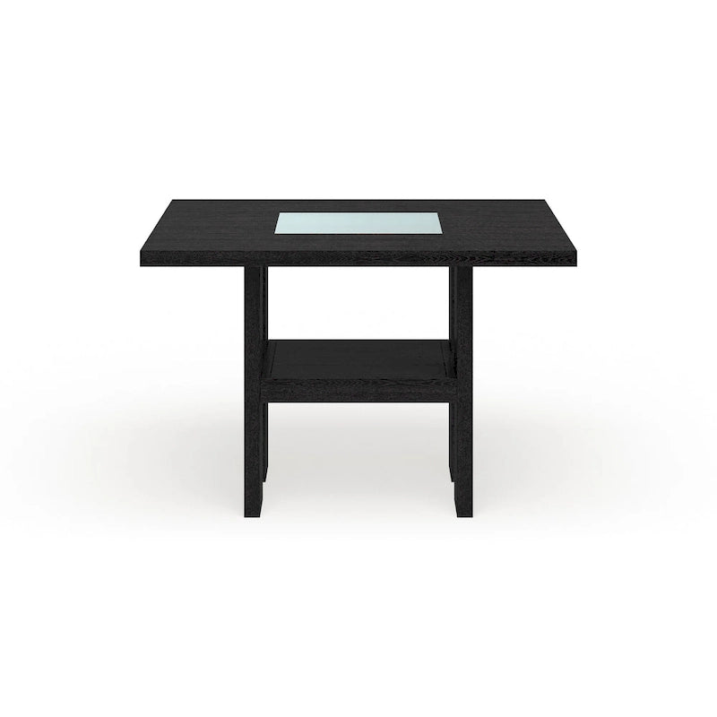 Table de salle à manger carrée lumineuse en bois, hauteur comptoir, 137 cm, base LED, style bar moderne