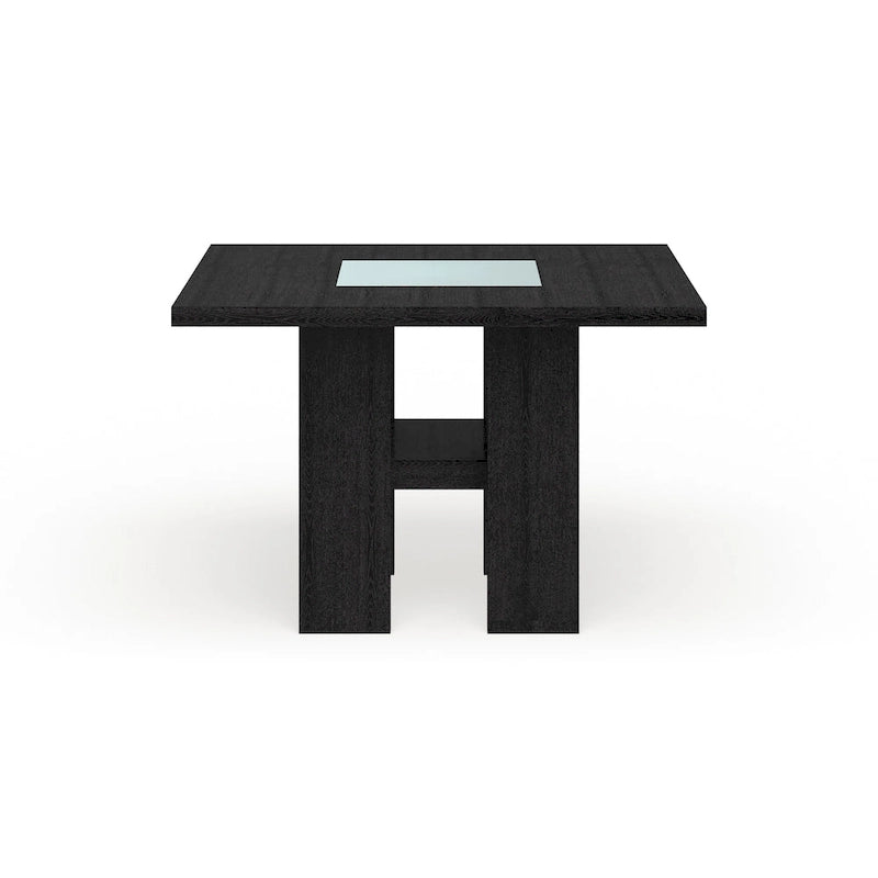 Table de salle à manger carrée lumineuse en bois, hauteur comptoir, 137 cm, base LED, style bar moderne