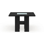 Table de salle à manger carrée lumineuse en bois, hauteur comptoir, 137 cm, base LED, style bar moderne