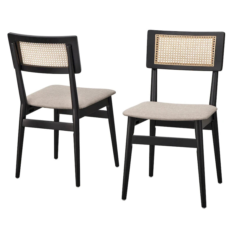 Chaise de salle à manger moderne tapissée avec pieds en bois, assise rembourrée, style scandinave